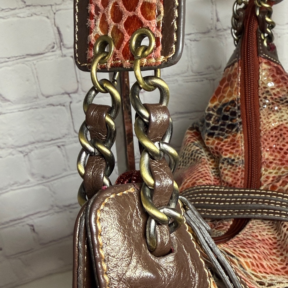 Sharif Studio Multicolor Snakeskin Pattern Hobo S… - image 9